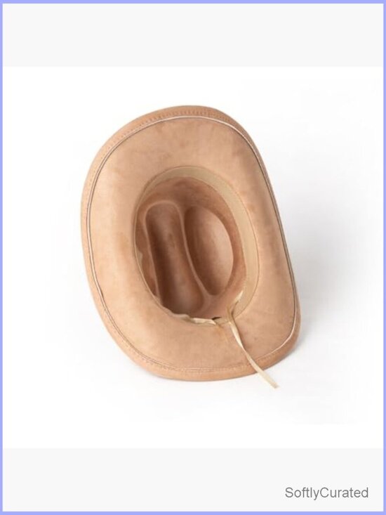Suede Cowboy Wide Brim Hat with Adjustable Strap Western Cowgirl main image 4